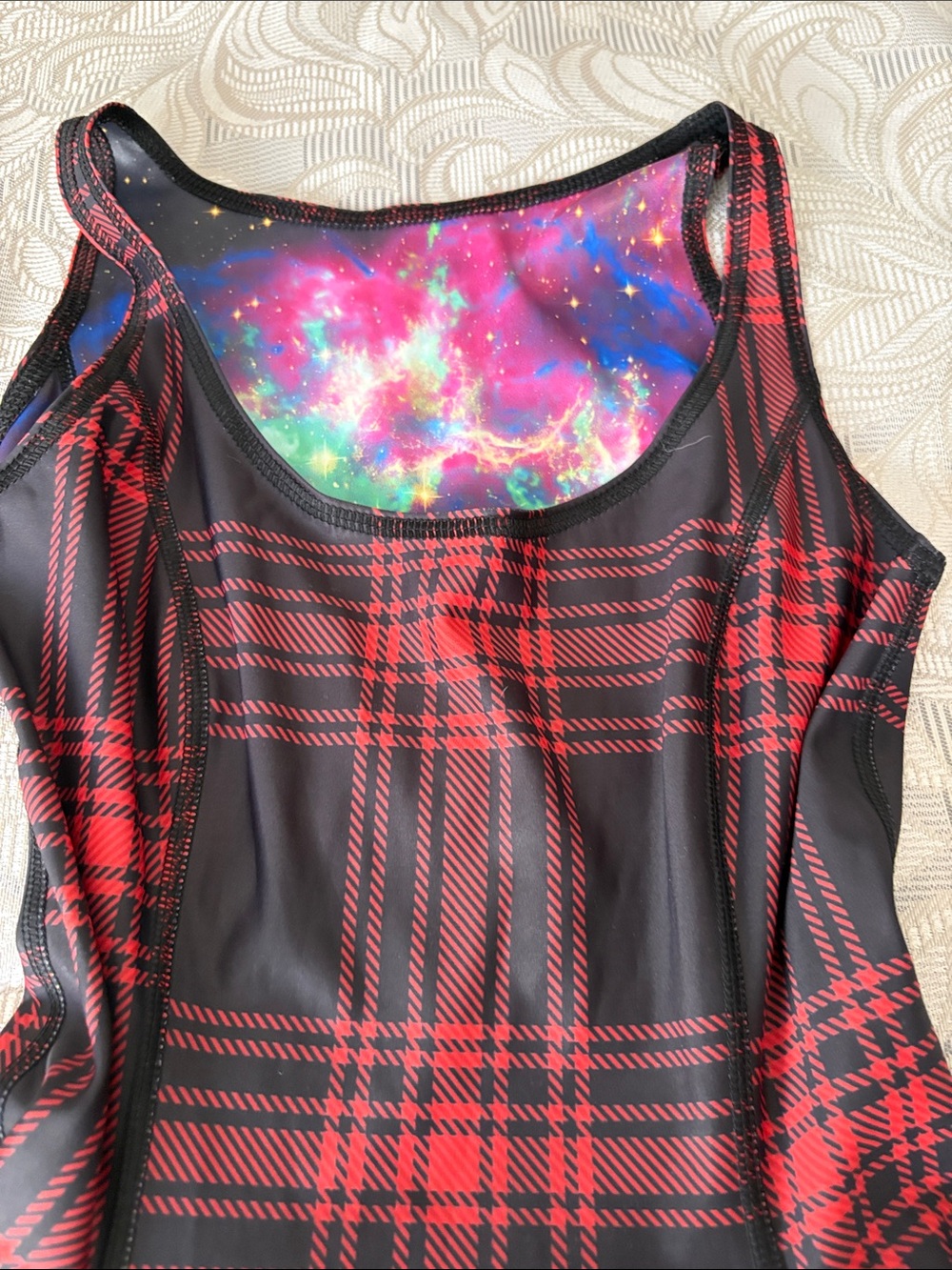Black and red tartan vs galaxy inside out dress blackmilk - Picture 4 of 4
